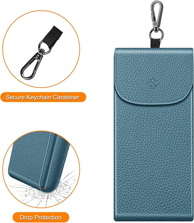 FINTIE Double Glasses Case with Carabiner Hook, Portable Vegan Leather Eyeglass Case Anti-scratch Sunglasses Pouch