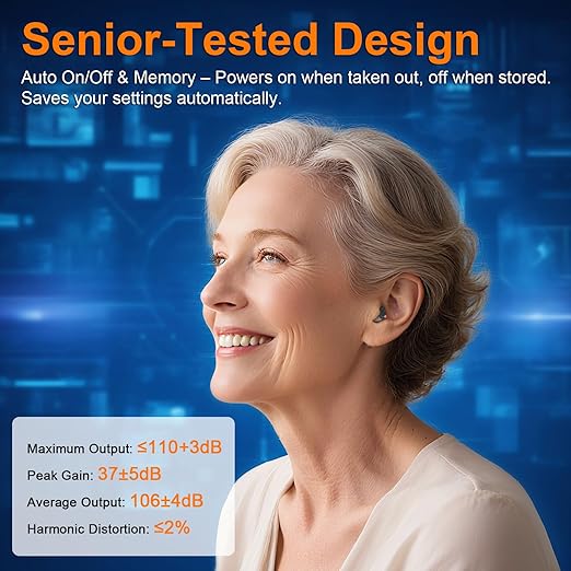 Premium 32-Channel Digital OTC Hearing Aids for Seniors & Adults - Invisible In-Ear Sound Amplifier with Rechargeable Charging Case,Noise Cancelling,Auto On/Off