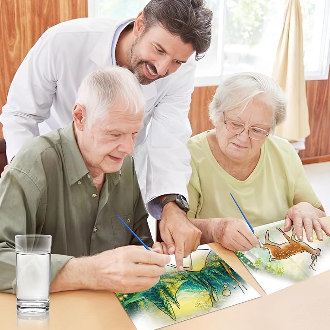 36Pcs Dementia Activities for Seniors,Reusable Water Coloring Set for Dementia Memories Activities, Adults Seniors Toys Games with Painting Brush Drawing Gifts (Forest)