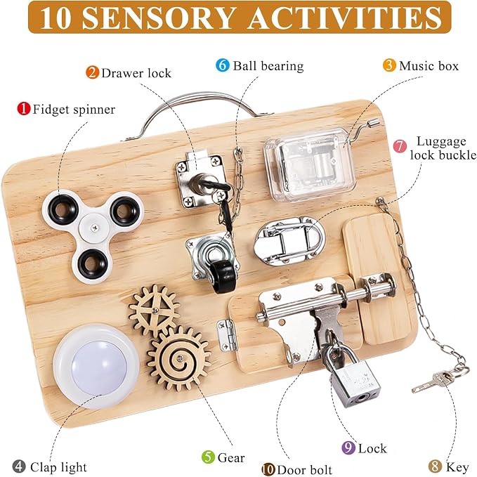 Fidget Board for Dementia Patients,Fidget Busy Board for Elderly , Sensory Activities for Alzheimer's Seniors, Dementia Products for Elderly to Ease Anxiety & Aid Memory Care