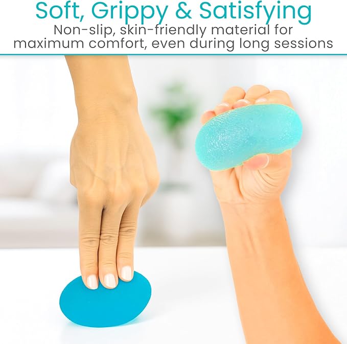 Vive Squeeze Balls for Hand Therapy Set (4 Pack) - Grip Strengthener | Occupational Exercise Equipment for Arthitis, Parkinsons, Stroke, Carpal Tunnel Recovery - Stress Relief Massage Putty Finger