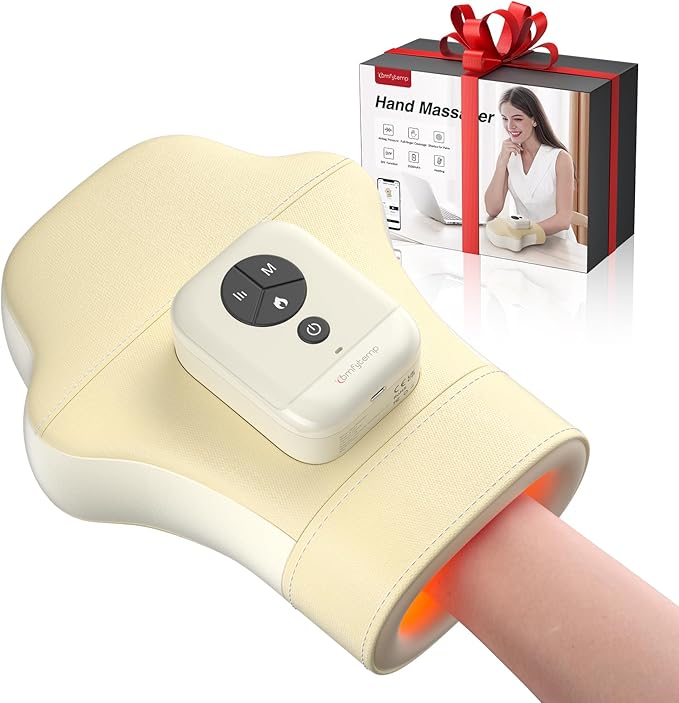Comfytemp Hand Massager with Heat and Compression, Cordless Fingers, Palm and Wrist Massage Machine for Carpal Tunnel, Arthritis, Circulation and Pain Relief, Birthday Gift for Men Women Seniors