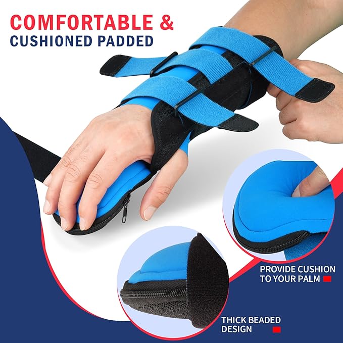 FEATOL Resting Hand Splint Stroke Hand Night Immobilizer with Removable Splints- Pain Relief For Carpel Tunnel, Stroke Recovery, Arthritis, Tendinitis-Functional Support Wrist Finger Brace-Left Small-For Men and Women