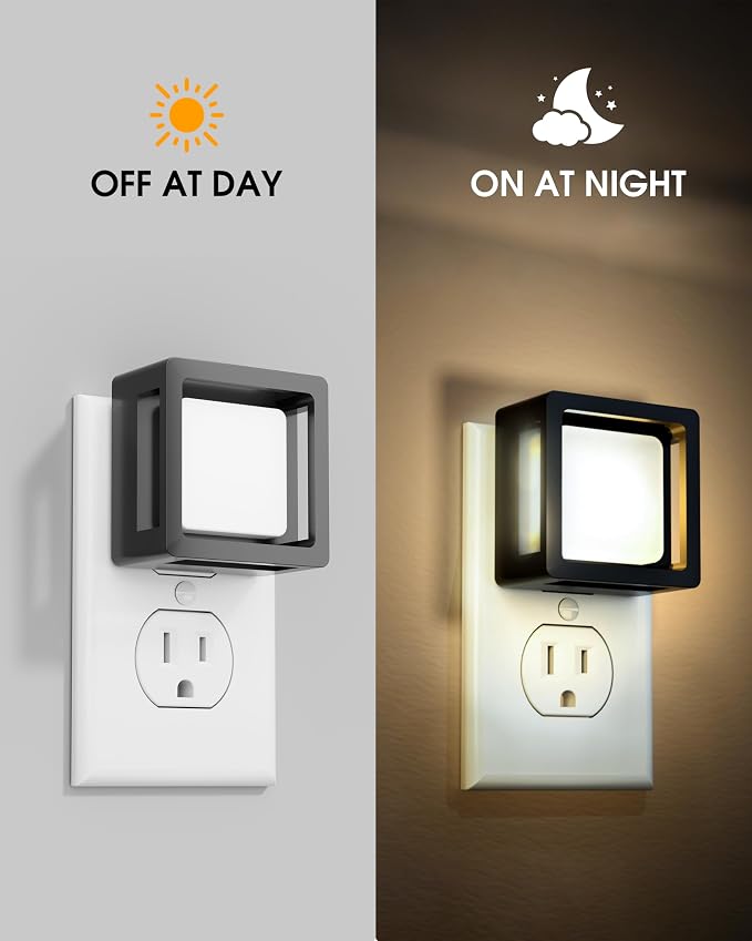 LED Night Light, Night Lights Plug Into Wall [2 Pack] with Dusk-to-Dawn Sensor, Dimmable Nightlights, Adjustable Brightness for Bathroom, Hallway,Toilet