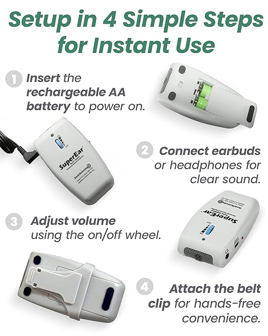 SuperEar Model SE9000HP for Seniors - Hearing Amplifiers for Seniors & Elderly, Super Ear Personal Sound Amplifier, Sound Amplifier Listening Device & Audio Accessories in 50dB Ambient Sounds Increase
