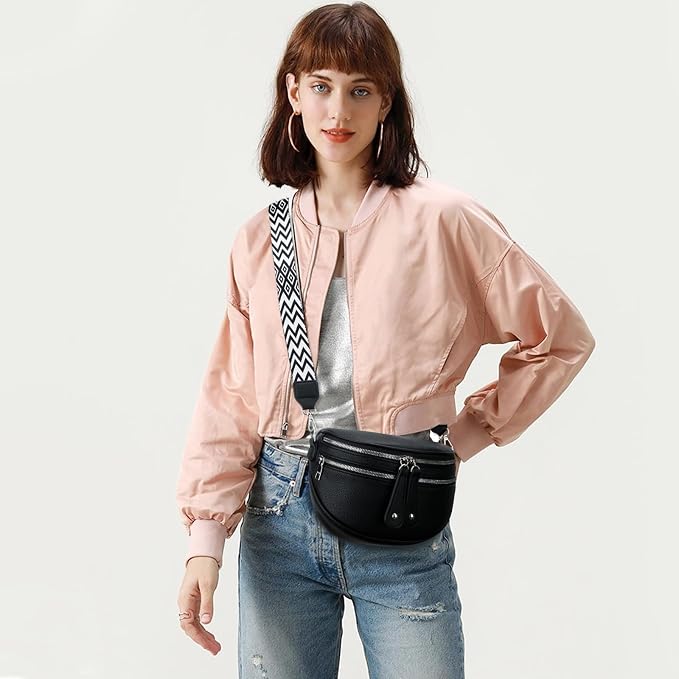 KKXIU Crossbody Bags for Women Vegan Leather Travel Bum Bag | Trendy Fanny Waist Pack | Shoulder Purse with Adjustable Strap