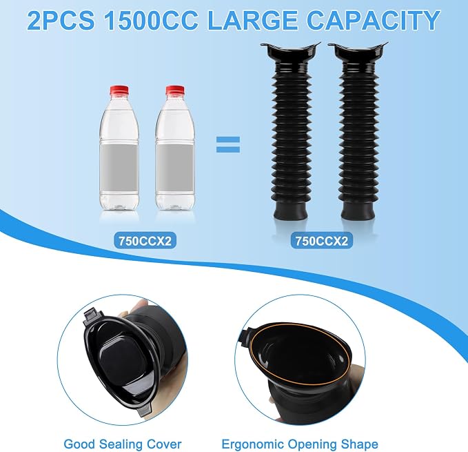 Pee Bottles for Men,Portable Urinal for Men,Collapsible Urine Bottle 750ML | Car Urinals for Men and Women,Emergency Urinal Bottle Shrinkable Pocket Toilet for Travel,Camping,Traffic Jam,Road Trips