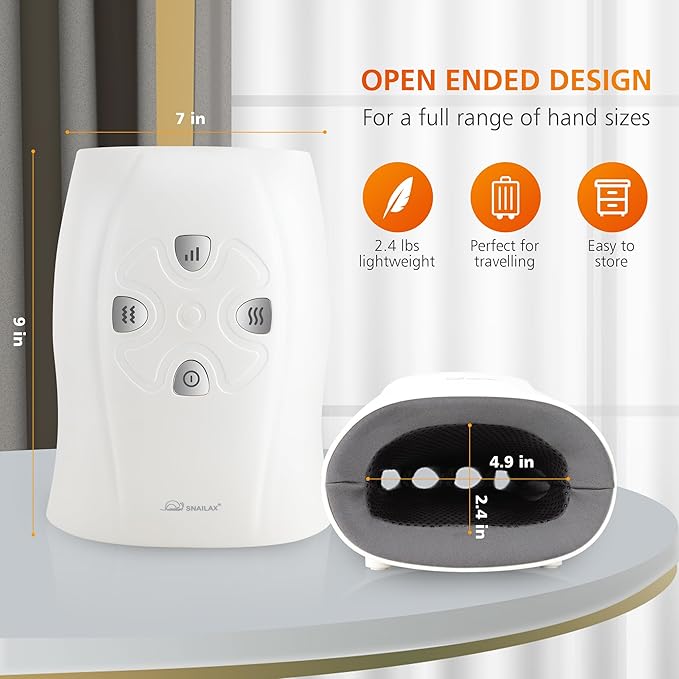 Snailax Hand Massager with Heat and Compression, Cordless Hand Massager, 3 Compression Intensities, Rechargeable, Gifts for Women, Men, Mom