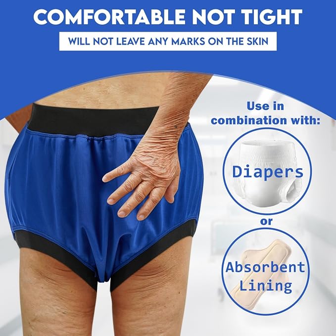 Adult Plastic Diaper Covers Waterproof for Incontinence Pants Washable L | Leakproof Rubber Incontinence Pants, High Waist Adult Plastic Diaper Cover for Women/ Men Underwear Overnight Protective