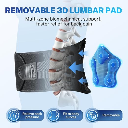 Back Brace for Women Men, Reinforced 3D Lumbar Support Pad, 4 Carbon Fiber Splints, Ultra-thin Air Mesh, Wear for Under Clothes, for Lower Back Pain Relief, Sciatica, Posture, Lifting, Size M