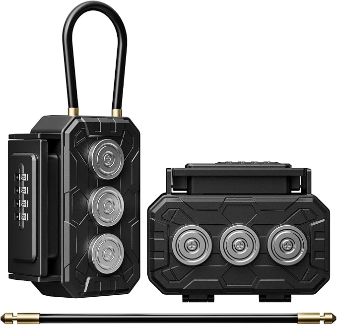 Magnetic Key Lock Box with Removable Cable Shackle Indoor Outdoor Waterproof 4 Digit Combo Resettable Code,Key Lockbox for Outside Spare Keys for Realtors Key Cabinets,Hide a Key Holder Under car