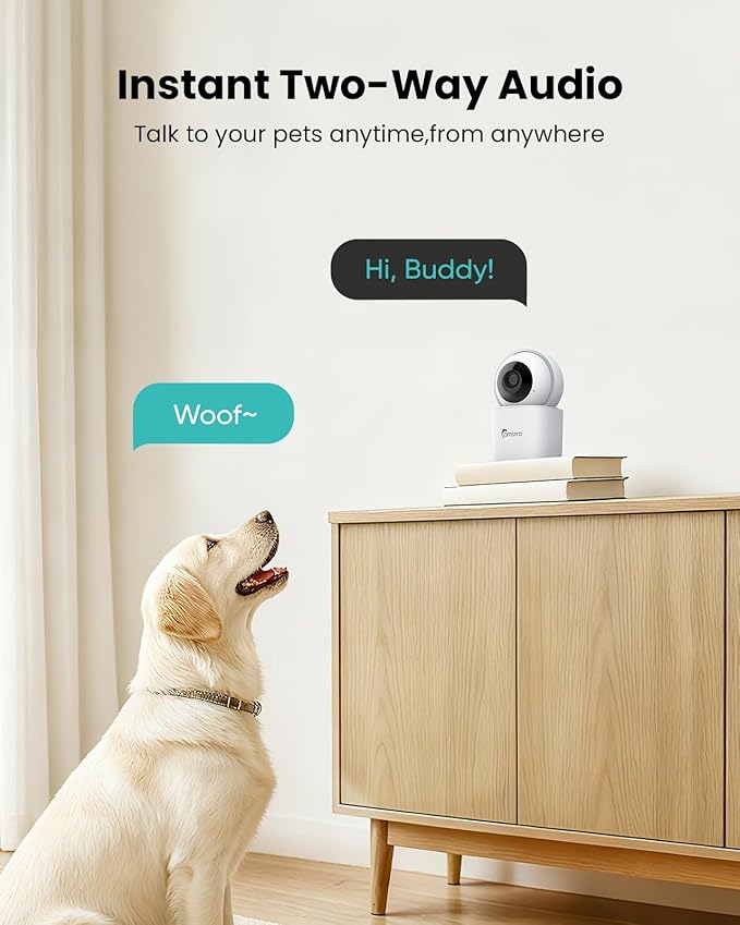 3K Indoor Security Camera,360°PTZ Home Baby/Pet Monitor,Auto Tracking,5MP Night Vision,2.4/5GHz WiFi,Motion & Sound Detection,2-Way Audio,SD Card/Cloud Storage,Works with Alexa,No Monthly Fee