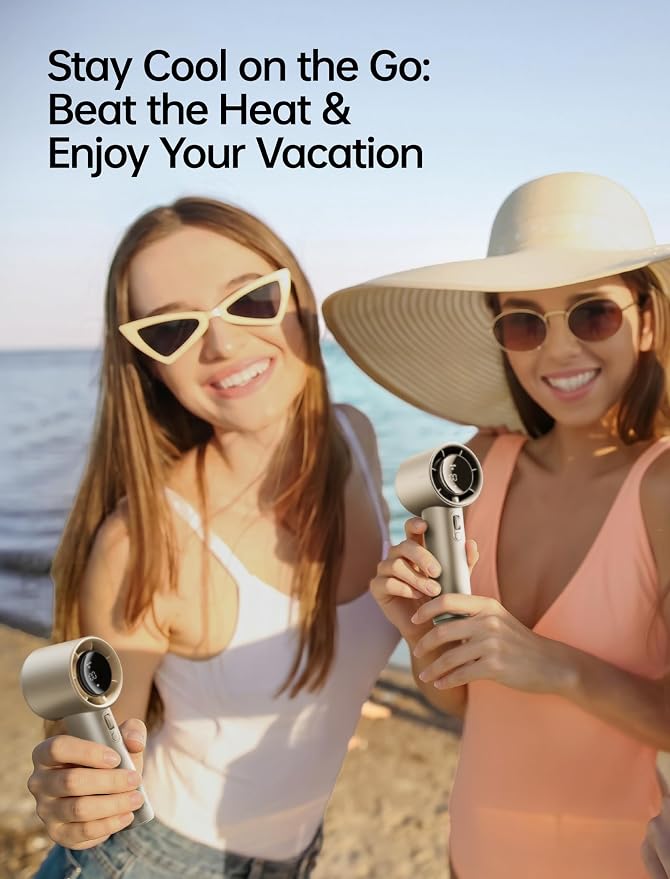 JISULIFE Handheld Fan Pro1S - Next-Gen Airflow: Up to 40H Runtime | Metal Body-Enduring Quality, 1-100 Speed Scroll Wheel, 5000mAh-Portable Fan for Travel, Gifts for Women Men(Amber Gold)