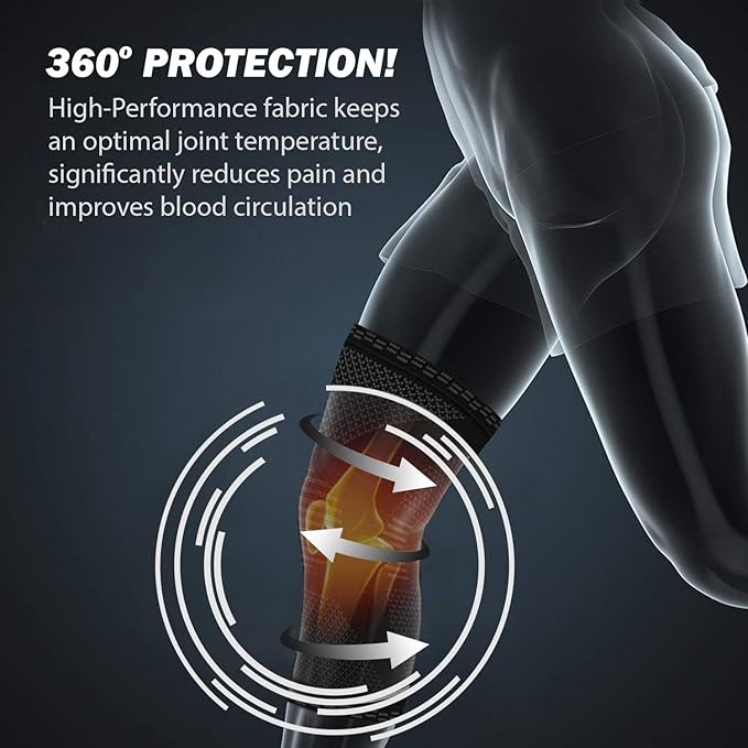 POWERLIX Leg Sleeve - Best Knee Brace for Leg Pain for Men & Women Knee Support for Running, Basketball, Volleyball, Weightlifting, Gym, Workout, Sports XXL (BLCK) (1P)