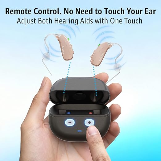 EarCentric EasyCharge PRO Digital OTC Hearing Aids for Seniors – No App, No Bluetooth Needed – Remote Control Charging Case with UV Light & Auto-Dryer