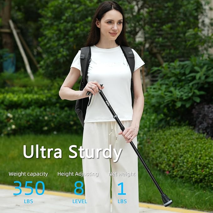 XSL Walking Cane - Foldable, Adjustable, Collapsible Walking Canes for Men & Women, Heavy Duty All Terrain Tip, with Travel Bag | Portable Walking Sticks for Seniors & Adults