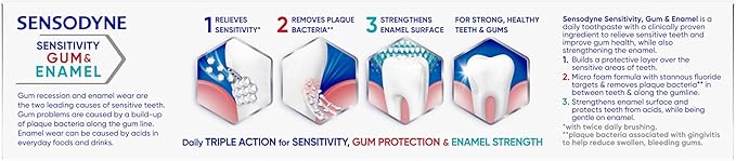Sensodyne Toothpaste Sensitivity Gum and Enamel, Triple Protection, Refreshing Fluoride Toothpaste, Mint Flavor - 3.4 Ounces x 3