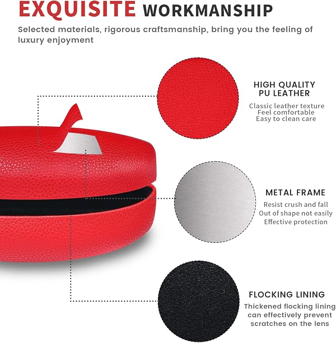 molshine Hard Shell Sunglasses Case,Classic Large Glasses Case for Sunglass,Eyeglasses with Cleaning Cloth,Pouch