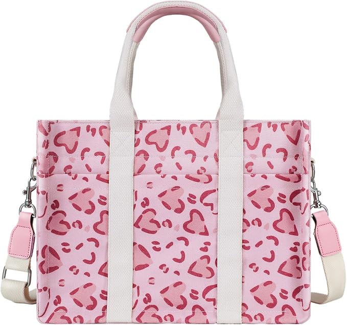 FIORETTO Canvas Tote Bag for Women with Zipper Closure & Individual Compartments for Work College for Teacher & Nurse
