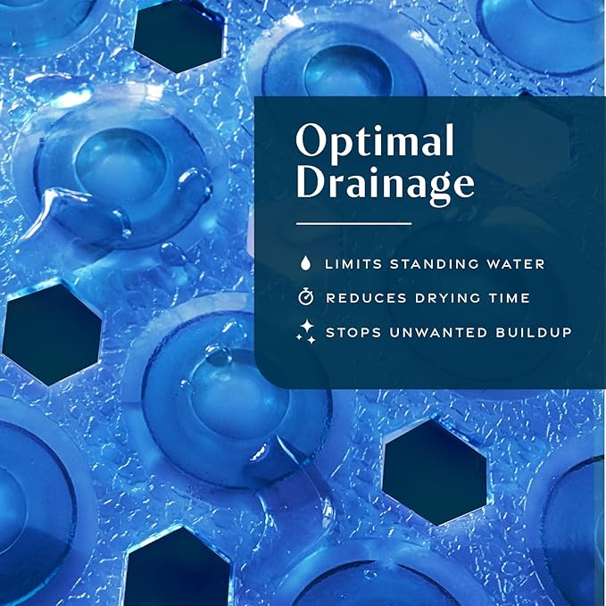 SlipX Solutions Power Grip Bathtub Safety Mat | Precision Grip Technology for Longer, Stronger, & Softer Wet Surface Protection | Clear Blue 39"x16"