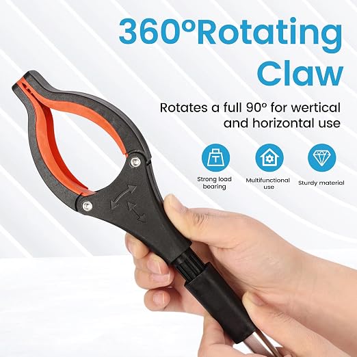2026 Upgrade Grabber Reacher Tool, Foldable，34 inch (Orange1(1Pack)) | Heavy Duty(Up To 12LBs), Trash Pick Up, Extra Long Handy Claw, For Elderly