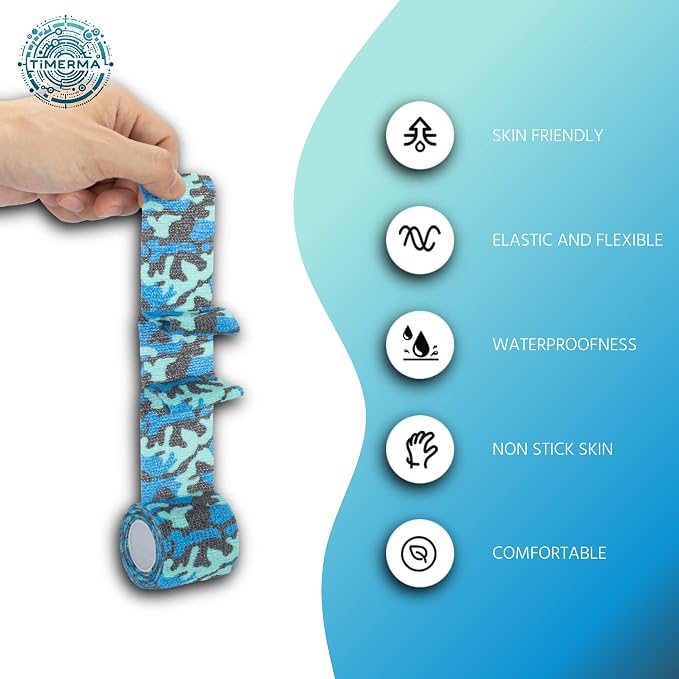 9 Rolls Self Adhesive Bandage Wrap Elastic&Breathable Ideal for Wound Care, Sports & Joint Sprains Adhesive Vet Wrap Versatile Support for Dogs Cats Horses Birds, Pet First Aid (Multi-Camo)