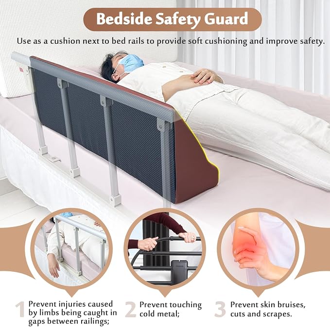 AOSSA Bed Rail Foam Wedge for Elderly Adults Safety Bed Rails Padding Railing Protector Seniors Assist Side Rails Bed Guard Hospital Medical Bumper Foam Cushion Covers Pads for Disabled 7 X 11 X 34''
