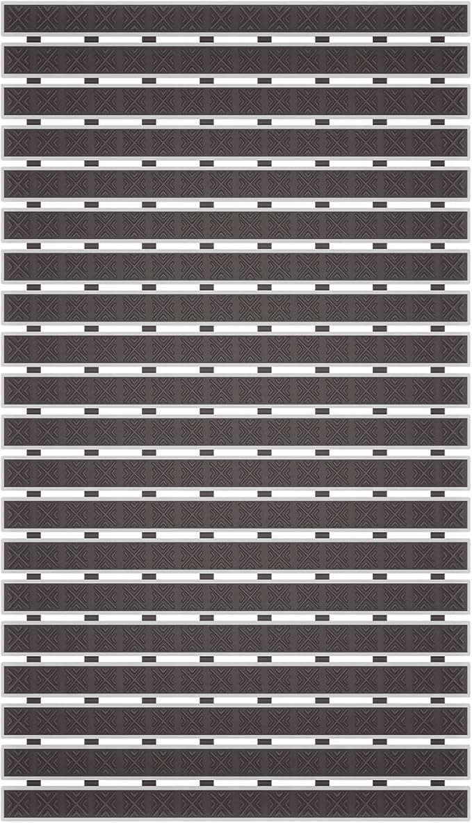 Non Slip Rubber Bathtub & Shower Mat - Fast Drain & Upright Drying Design, Strong Suction Cups, Structured Textured Surface, Low-Maintenance Bathroom Safety Mat, 27 x 16 Inch, Dark Gray, Matace