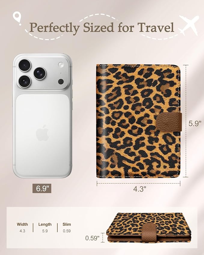 Slohif Airtag Passport Holder Cover Wallet Case for Travel Women - Leather RFID Blocking Passport Book Multiple Personalized Organizer Slim Portable Carrier Card Slots Protector Sleeve Stamp