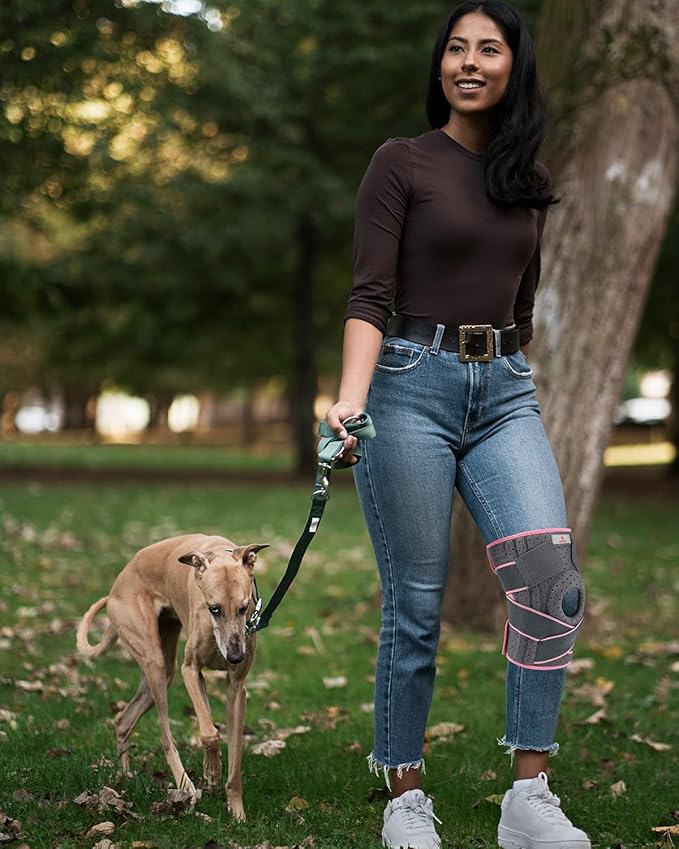 ABYON Knee Brace for Women/Men Meniscus Tear, ACL, Arthritis.Knee Support with Dual Side Stabilizers & Crossed Compression Straps Maximum Support for Knee Pain Relief and Fast Recovery