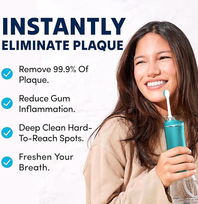 Professional Water Flosser - Advanced Dental Care for a Healthier Mouth, Gum, and Teeth - IPX7 Waterproof Oral Irrigator | 7 Replacement Tips, Travel-Friendly, Rechargeable - Oral Hygiene (Green)