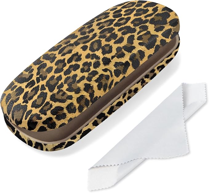 Glasses Case Hard Shell, Leather Protective Case for Sunglasses with Cleaning Cloth, Cute Eyeglass Cases for Women