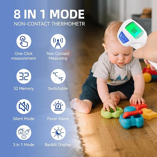 Berrcom 3-in-1 Infrared Forehead Thermometer JXB-178 2-Pack for All Ages | non-contact infrared forehead thermometer, contactless fever check for babies, kids & adults, batteries included