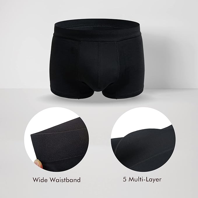 AIRCUTE Washable Urinary Incontinence Underwear for Men, Instant Absorbency, Bladder Leaks Protection Boxer Briefs(60ML) (XX-Large)