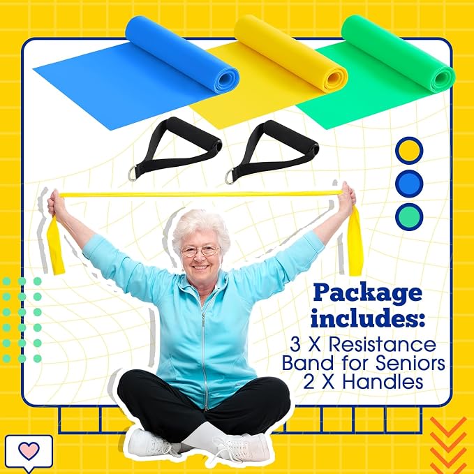 3 Pcs Resistance Band with Handles Chair Exercise Equipment for Seniors Physical Therapy Band Gifts for Elderly Women Rehab, Physical, Grandma, Grandpa