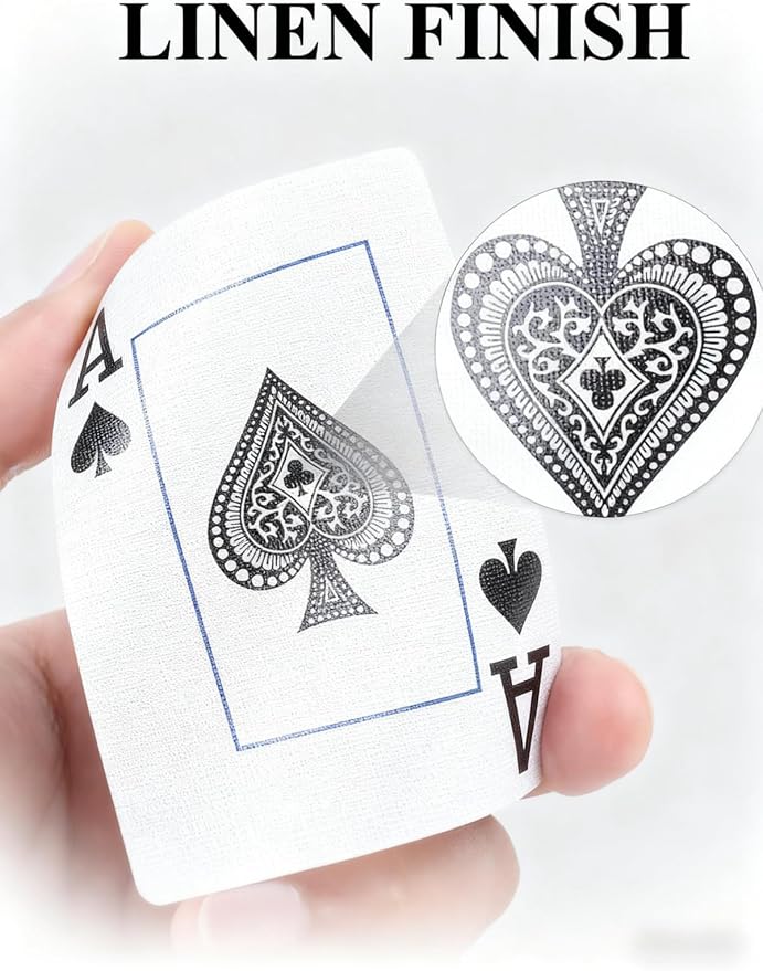 Teskyer 2 Deck Plastic Playing Cards, Large Index, Pattern B | Poker Size, Frosted Texture Back, Flexible Plastic Material, Smooth Shuffling, Seniors & Family Games