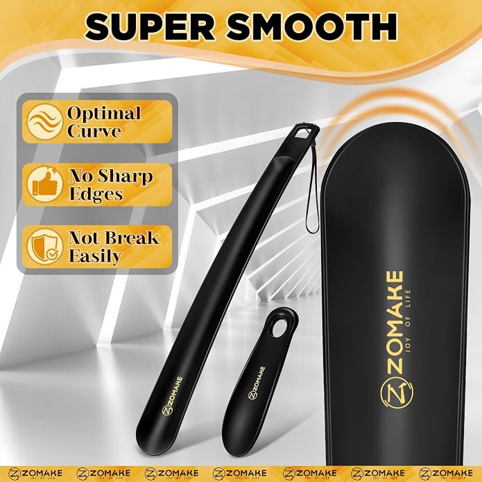 ZOMAKE Long Plastic Shoe horn, Plastic Shoehorn Long Handle for Seniors Men Women, 16" Shoe Spoon Helper for Boots