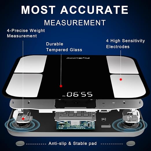 11.8" Extra Large Smart Body Fat Scale, 400lbs High Capacity Bluetooth Body Composition Analyzer with App, Clear Backlit LED Display, Non-Slip Bathroom Scale