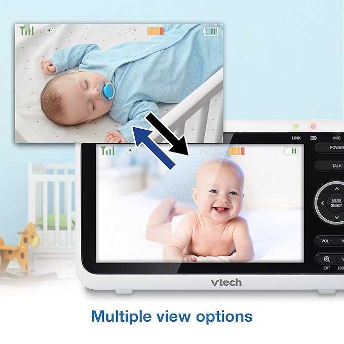 VTech [Upgraded] VM350-2 Baby Monitor, 5" Screen,2 Cameras,1000ft Range, Night Vision, 2-Way Audio, Lullabies, Secure Transmission No WiFi