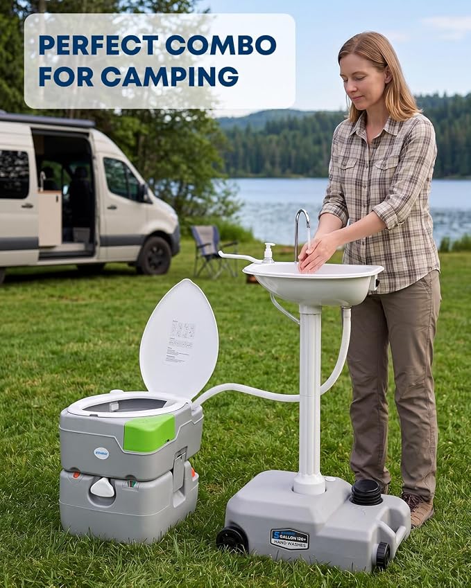 Kohree 5.8 Gal Camping Toilet for Adults with Diagonal Elongated Bowl Seat | Portable Cassette Toilet Leak-Proof with Large Waste Tank, Level Indicator, RV Travel Porta Potty for Boat Trip Home Use