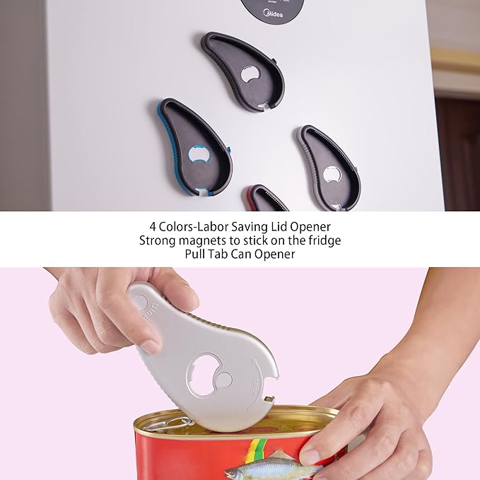 Multifunctional Bottle/Jar and Can Opener,Twist-Off Plastic Water Bottle,Pull Tab Soup,Magnet Beer Opener,for Weak Hands,Seniors,Elderly,Rheumatoid Arthritis,Lid Seal Remover (Black)