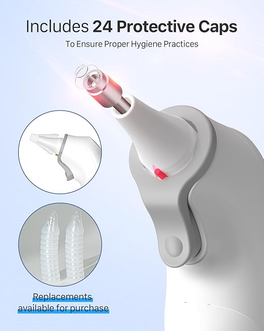 Femometer Family Ear Thermometer for Adults and Kids, White | 1s Fast Accurate Reading, 30-Memory Recall, 3-Color Fever Alert, ℃/℉ Switchable, Silent Mode, with 24 Disposable Probe Covers