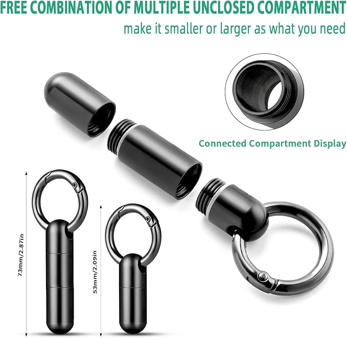 TISUR Small Titanium Keychain Pill Holder, Pocket Pill Case for Travel | Waterproof Pill Fob,Portable Pill Box Container,Purse Pill Organizer Tube