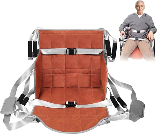 Wheelchair Transfer Pad with 8 Handles & 2 Shoulder Straps, Slide Board Transfer Belt for Lifting Seniors, Elderly, Stair Lift Aid for Wheelchair to Bed or Car, Lightweight Foldable