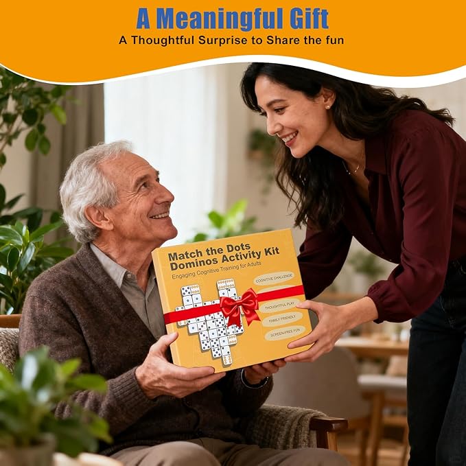 Match The Dots Dominos Activity Kits – Dementia Activities for Seniors, Memory Games & Cognitive Training, Elderly Therapy Products with Wooden Board, Templates & Storage Bag