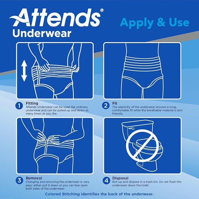 Attends Bariatric Adult Incontinence Underwear, 3X-Large (74-92"), [40 Count] - Overnight Absorbency for Men and Women, Disposable Pull-On Diapers with Tear-Away Sides, AU60