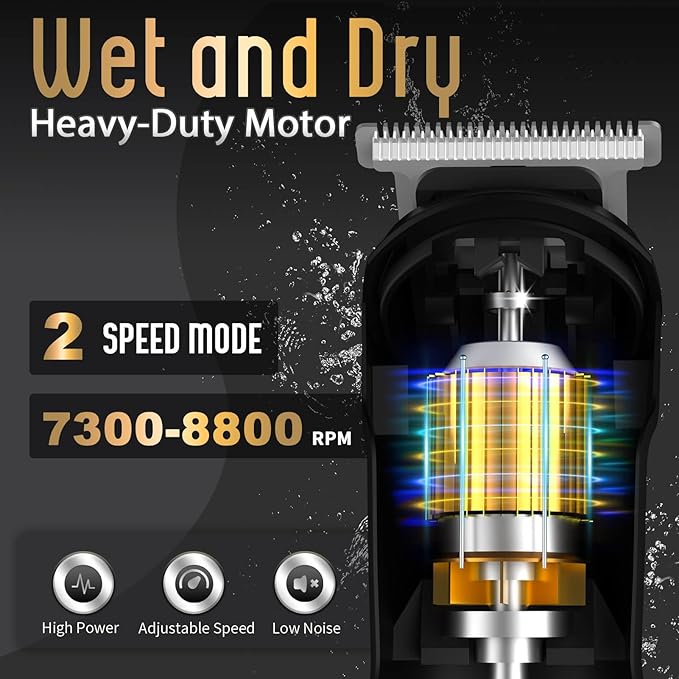 Ufree Beard Trimmer for Men, Waterproof Electric Razor, Grooming Kit | Stainless steel blades, six interchangeable heads, wet and dry use, USB rechargeable, for face body nose ear trimming, silver