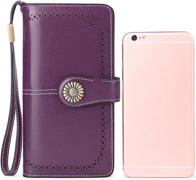 SENDEFN Wallets for Women Leather Credit Card Holder with RFID Blocking Large Capacity Wristlet | with RFID Blocking
