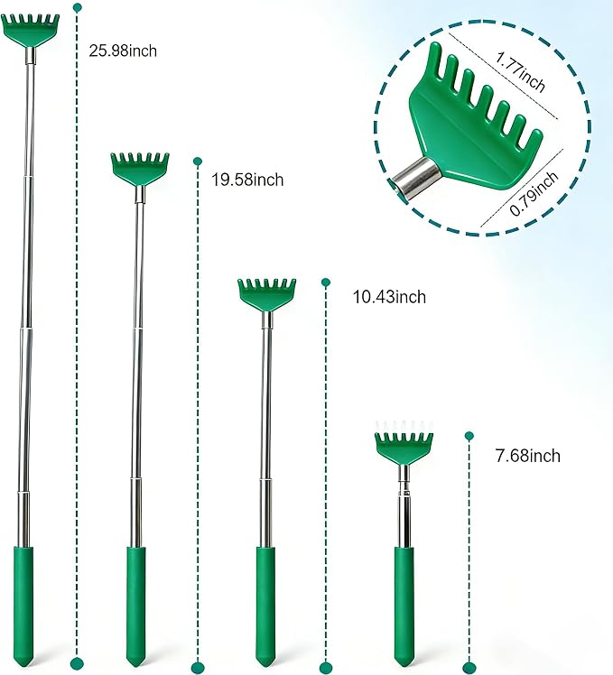 2 Pack Back scratchers Set,Stainless Steel Back Scratcher Extendable | for Back,Neck,Shoulders,Beautiful Present Packaging Gifts for Thanksgiving,Christmas (Green)