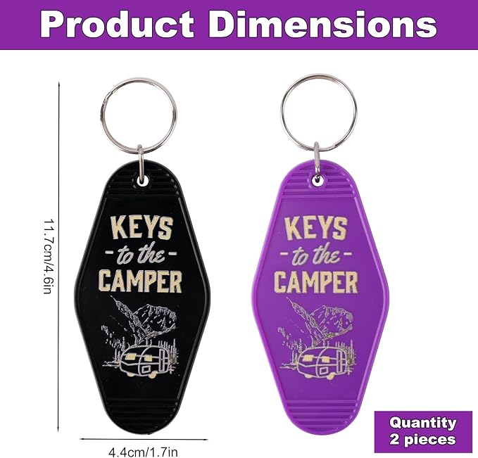 Mikovivi 2pcs Camping Keychain, Plastic Camper Keychain Holder RV Accessories for Men & Women, Thoughtful Gifts